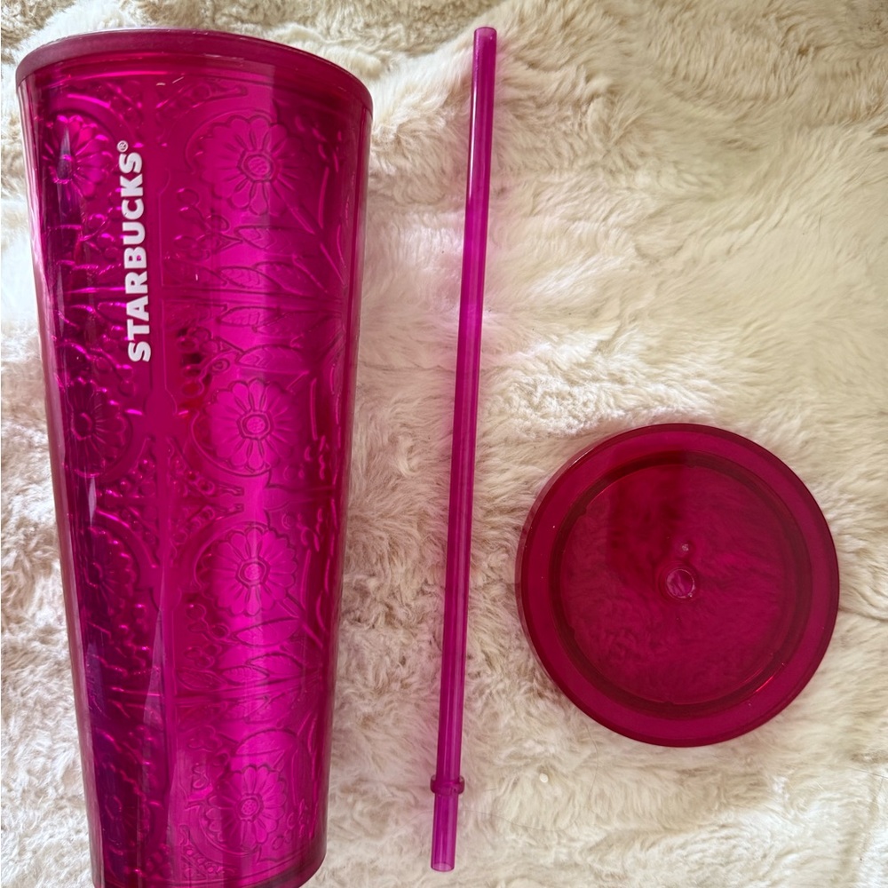 Starbucks Pink foil tumbler old school